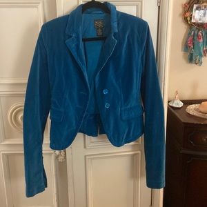 Lucky Brand Blazer, velour, turquoise, small fitted style